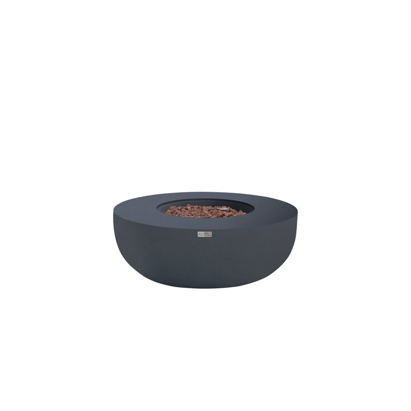 Eclipse 44" Dia x 17" H Round Concrete Outdoor Fire Pit Table, Propane, Dark Gray