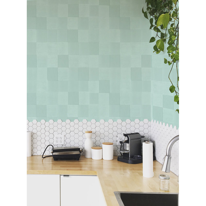 Yuki Osada Checkered Wallpaper Double Roll, Turquoise