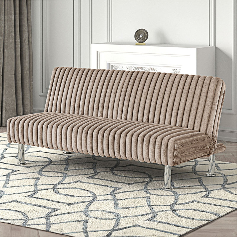 Canapé-lit convertible, L 66,01 po, Tissu taupe