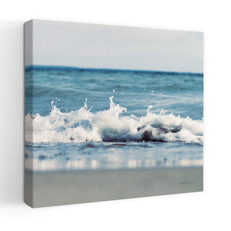 Coastal Mint Cottage Days Ii Crop V2 avec plage bleu, H 36 po x l 36 po