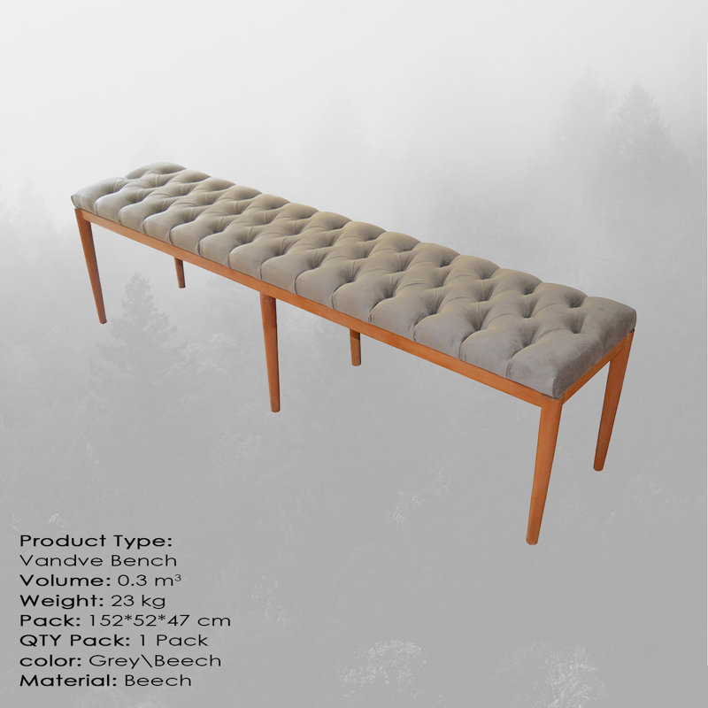 Banc en bois Vidal, H 17,72 po x l 59,06 po x P 19,69 po