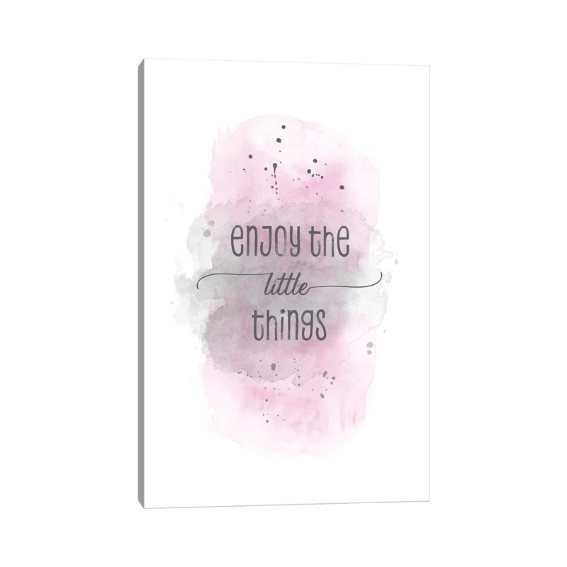 Enjoy The Little Things | Watercolor Pink by Melanie Viola - Wrapped Canvas Print, 20.32 cm H x 30.48 cm W