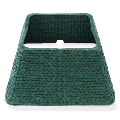 22-in Water Hyacinth Christmas Tree Collar - Square Base Cover - Green