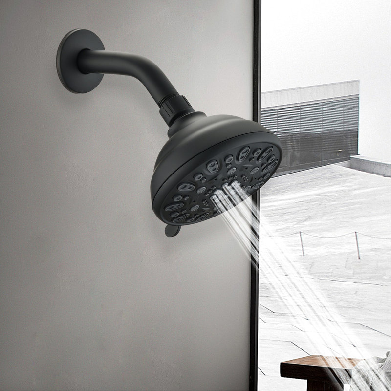 Matte Black 4.72" Shower Head - High , 6 Modes, Clogging, 1.8 Gpm Water Flow Rate In Adjustable Clog, Rustproof,, Black