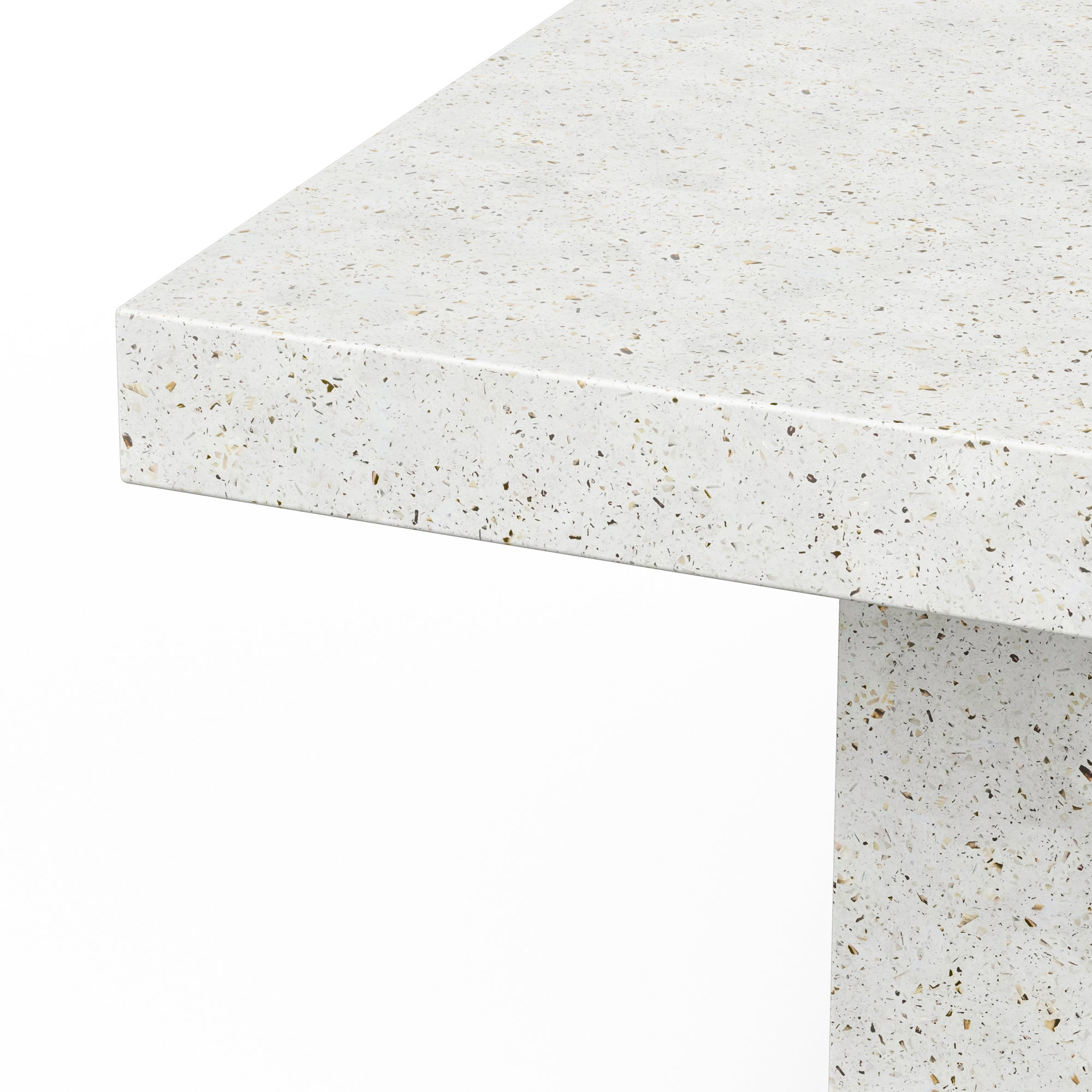 Kareen Pedestal Dining Table, 82.75" L x 39.25" W, Standard Table (30.5" Height), Ivory Terrazo