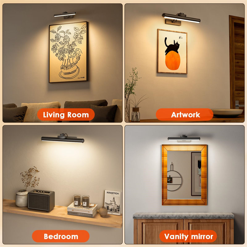 Battery Powered LED Wall Mount Picture Light, Matte Black