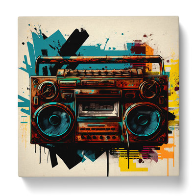 Boombox Abstract Art - Wrapped Canvas