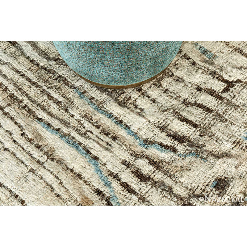 Tapis ivoire et bleu moderne délavé