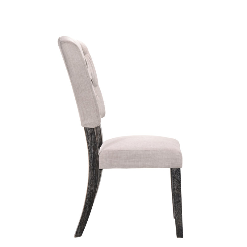 Ensemble de 2 chaises d'appoint en lin beige et gris