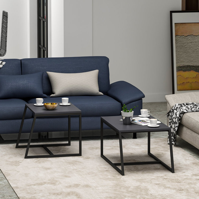 Modern Anthracite Coffee Table with Numerous Shelves, 29.5 x 15.0 x 19.7 Inches | 100% Melamine Coated Particle Board, Thickness: 0.7 Inches | Wall-Mountable, Stylish Industrial Design for Living Room & Office