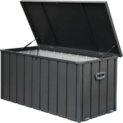 Outdoor Storage Deck Box Waterproof, Large Patio Storage Bin For Outside Cushions, Throw Pillows, Garden Tools, Lockable (Dark Gray)