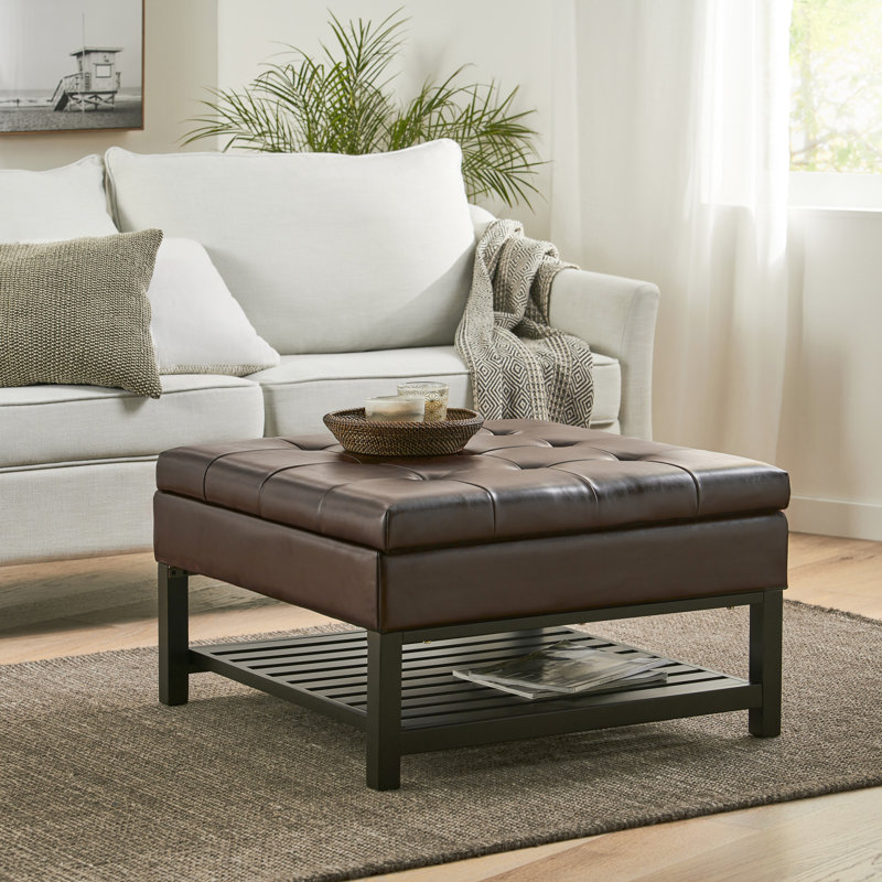 Brown Square With Practical Storage And Bottom Rack - Leather Fashionable Pu