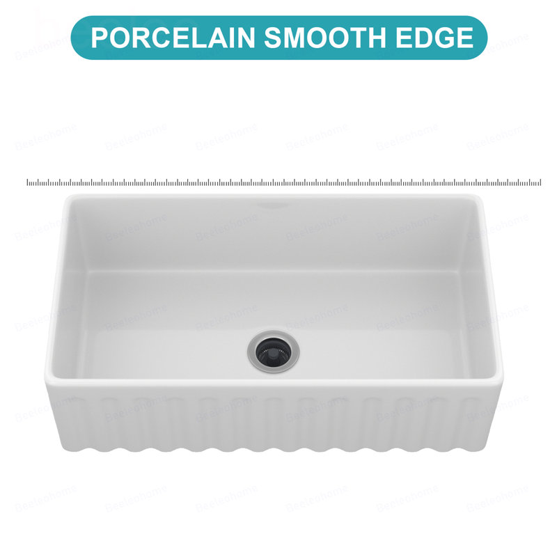 Évier de cuisine de ferme blanc 33 po - 33 po x 18 po x 10 po évier de cuisine en céramique blanche réversible