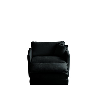 Fauteuil club de salon avec - chenille noire, rembourrage en éponge haute, fabrication pour la maison