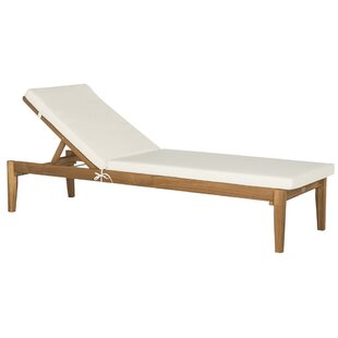 Arwen 23.6" Long Reclining Acacia Single Chaise with Cushions
