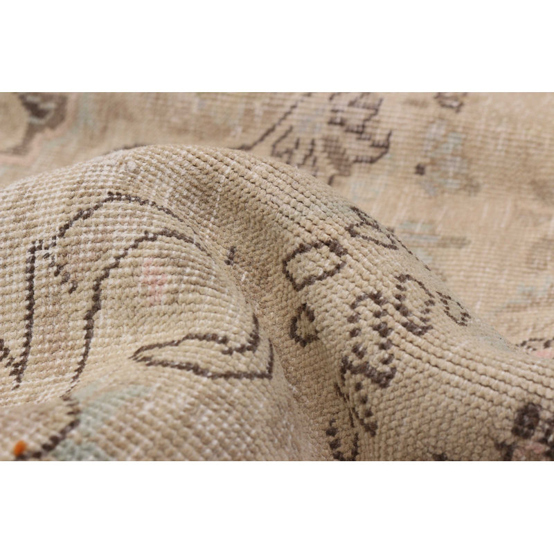 Tapis beige rectangulaire en laine de style années 1990 de 9 pi 2 po x 12 pi 2 po Aleccia