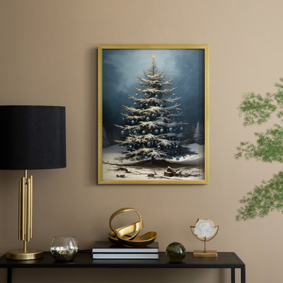 «Christmas Holiday Art» CDLxxx, reproduction d'art encadrée - bois massif