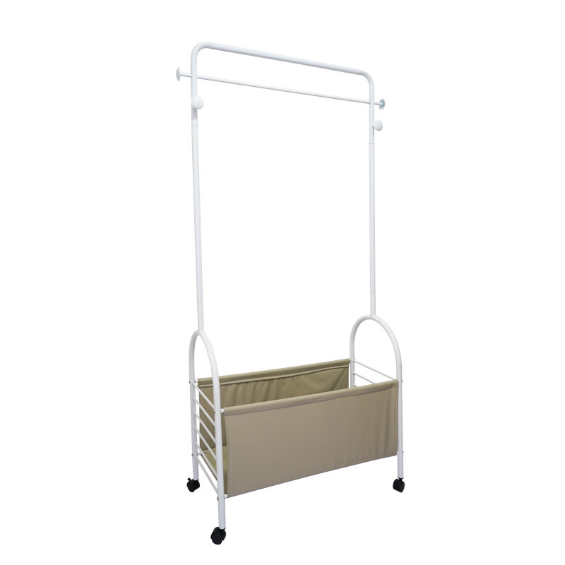 Portant à vêtements en aluminium 31,5 po Lisboa, Blanc / gris