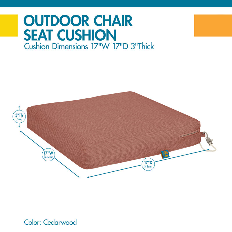 Weekend Patio Dining Seat Cushions, 17 x 17 x 3 Inch, Cedarwood