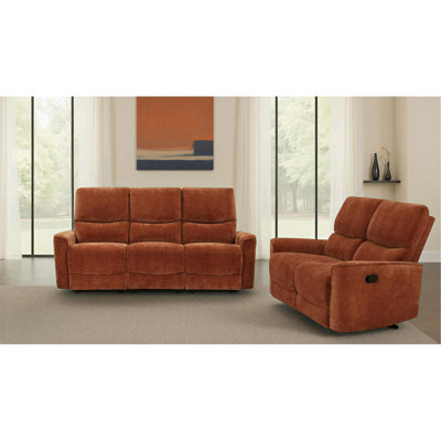 Ensemble de canapé inclinable orange brûlé 2 pièces Trask