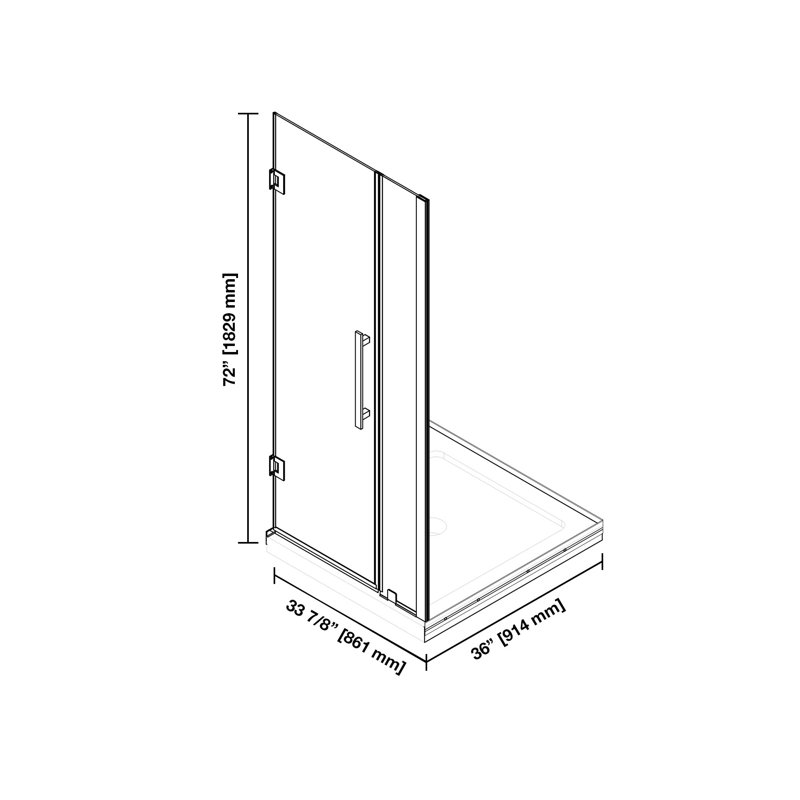 OVE Decors Panama 36 In. W X 36 In. D X 74 3/4 In. H Alcove Frameless Pivot Hinge Shower Door Kit With Base Pan, 2025