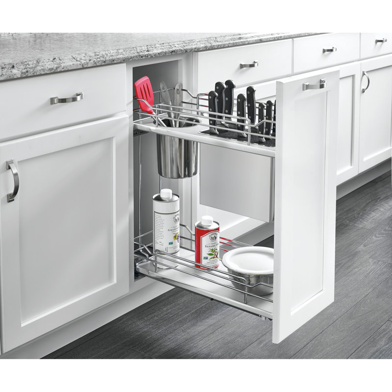 Rev-A-Shelf Two-Tier Knife Block Pull Out Organizers with Soft Close, 7.25" W