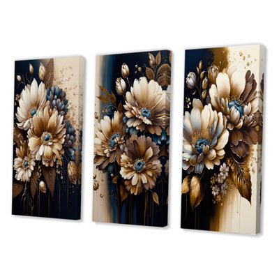 «Brown Daisy Bunch», 3 pièces sur toile