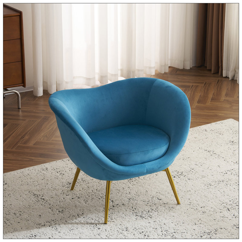 Chaise d'appoint rembourrée Manthey, Velours bleu Evan