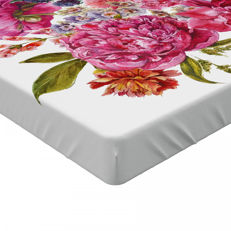 Microfiber Floral Fitted Sheet, Queen Fitted Sheet