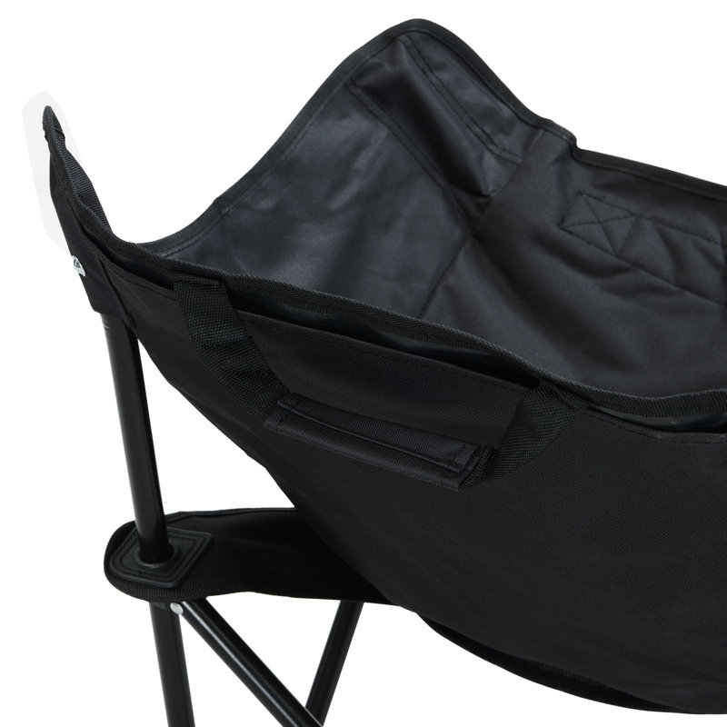 2Pcs Portable Black Foldable Camping Chairs With Carry Bag, Comfortable Seating Area, Side Pocket For Snacks, Robust Frame 264 Pounds,  Beaches And Hiking Folding Outdoor Experience, Good