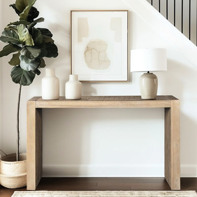 54" Solid Wood Console Table, Modern Style, Reclaimed Wheat Finish, For Different Room Purposes Colour Multiple Settings