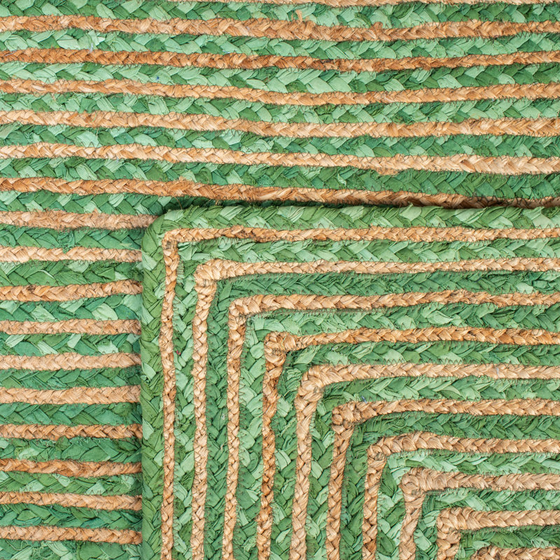 Tapis vert tissé à la main Demartini, Tapis de couloir 2 pi 3 po x 6 pi