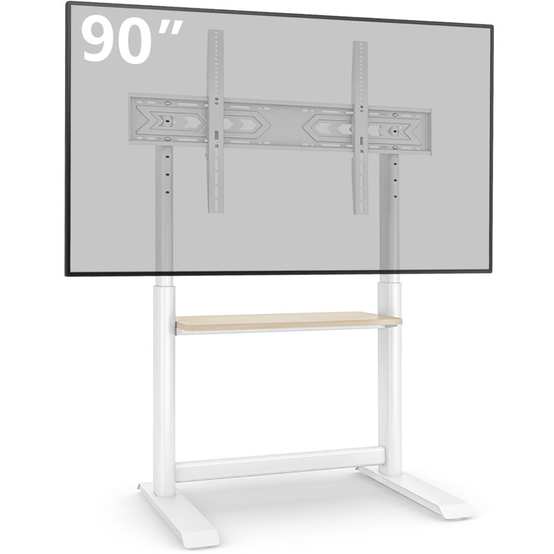 Universal Modern Floor TV Stand Height Adjustable up to 90 inch, White