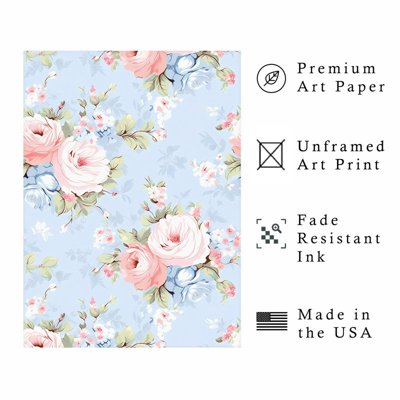 «Floral Floral V Shabby Chic», reproduction d'art non encadrée, H 20 po x l 16 po
