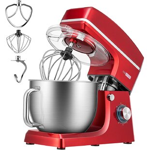 HOMCOM Stand Mixer with 6+1P Speed, 600W Tilt Head Kitchen Electric Mixer  with 6Qt Stainless Steel Mixing Bowl, Beater, Dough Hook and Splash Guard  for Baking Bread, Cakes, and Cookies, Red