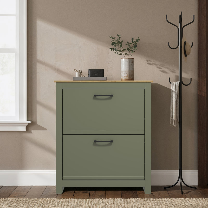 12 Pair Shoe Storage Cabinet, Kale Green