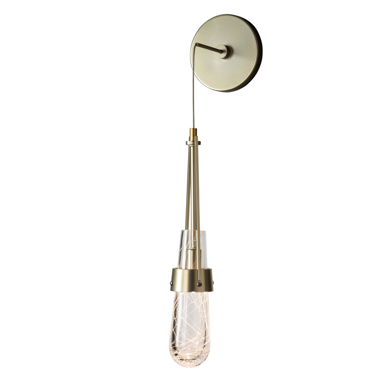 Applique murale en verre soufflé Link, Doré clair, Verre transparent avec filetage blanc