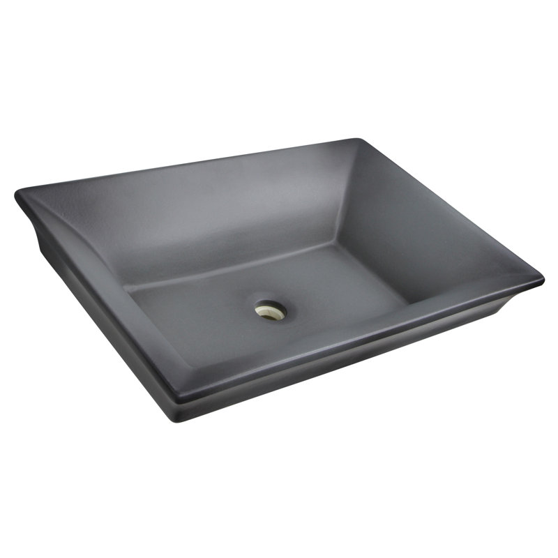 Nantucket Sinks Regatta 16.5'' White Fireclay Rectangular Bathroom Sink, Bluff Concrete