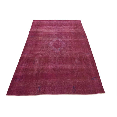 Tapis rose en laine des années 1970 7 pi 2 po x 10 pi 1 po Faranda