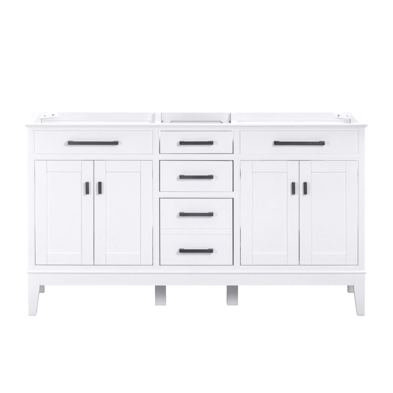 Madison 60'' W Double Bathroom Vanity Base, White