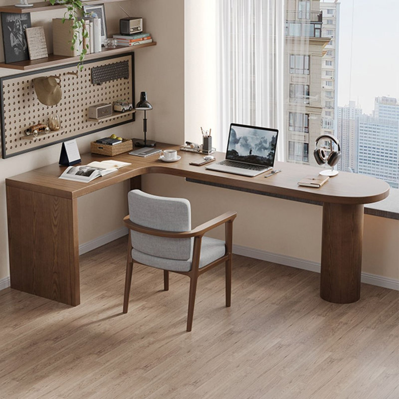 Bureau d'angle moderne et simple en bois massif en forme de L, H 29,53 po x l 62,99 po x P 47,24 po, Retour à gauche