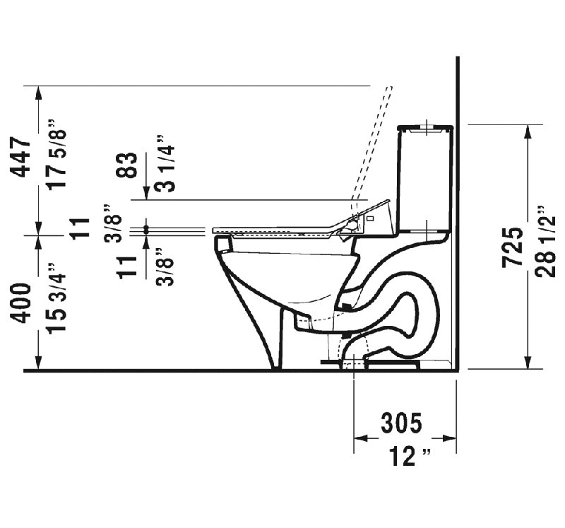Toilette allongée une pièce DuraStyle HET 1,32 GPF (siège non inclus)