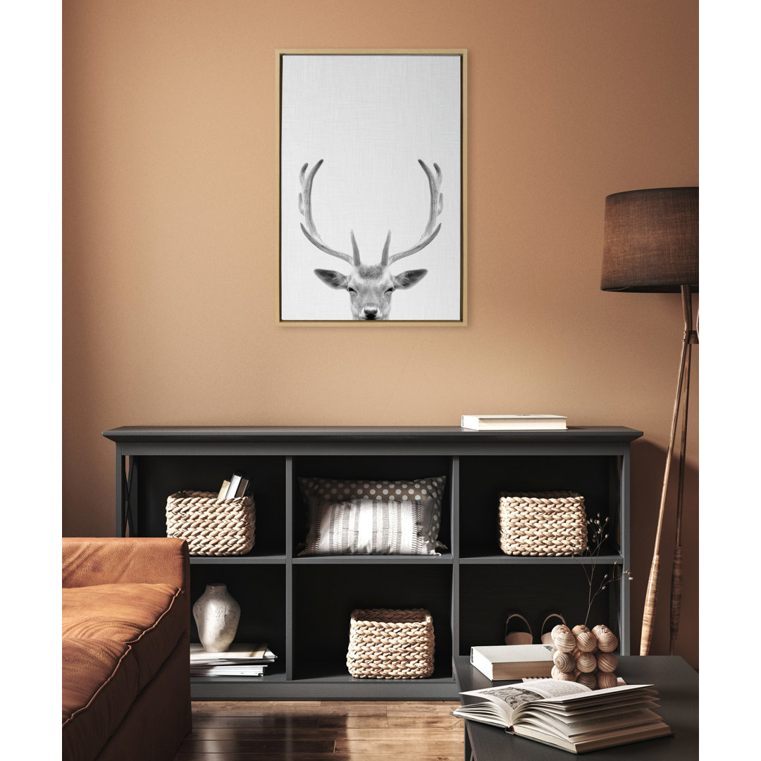 Deer by Simon Te of Tai Prints Framed Canvas Wall Art Print Ebern Designs Frame 