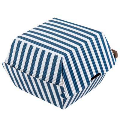 Restaurantware-4 x 4 x 3.8 Inch Burger Boxes, 100 Clamshell Food Containers - Hinged Lid, Disposable, Blue And White Paper Take Out Boxes, Ripple Wall Technology, Serve Sliders or Finger Foods
