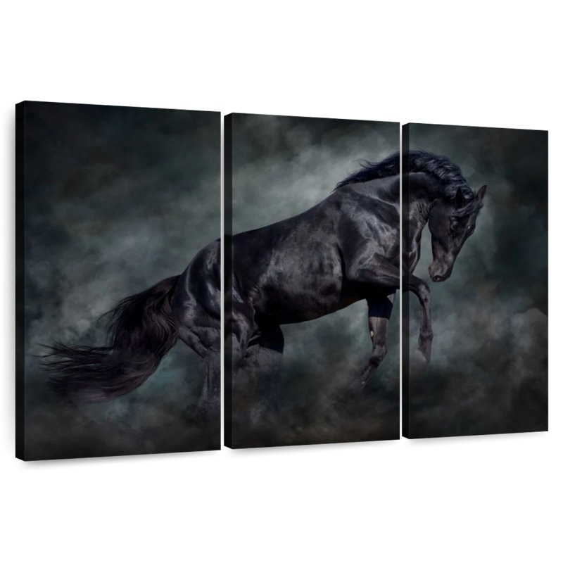 Brampt Prancing Black Horse, 42" H x 65" W