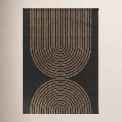 Sophia Black Brown Flatweave Geometric Rug