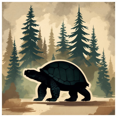 Tortoise In Forest Landscape Double Sided Throw Pillows