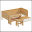 Lit de jour en bois avec tablettes de rangement et casiers, lit multifonctionnel avec bureau d'étude et tabouret assorti, naturel