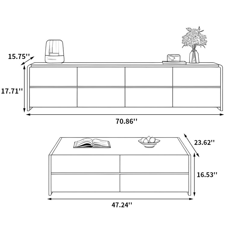 Ensemble de meuble télé et table basse Modern, Brun