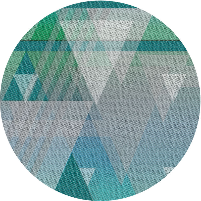 Tapis vert/blanc bleu turquoise à motifs Jeffcoat, Rond 4 pi